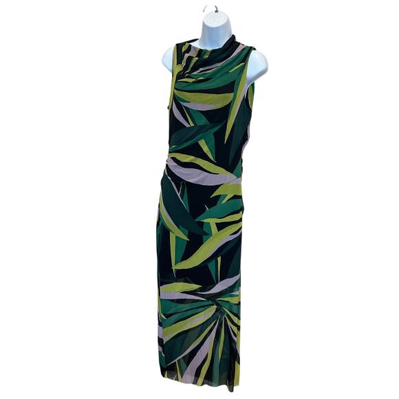 Donna Morgan Green Mesh Maxi Dress SIZE 10 Resort Abstract Bodycon Designer $138 - Picture 8 of 8